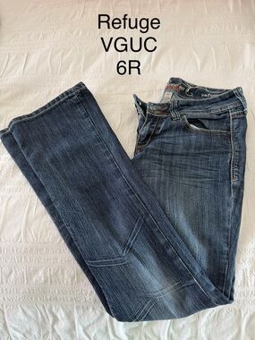 refuge Mid/Dark Blue Straight Leg Jeans